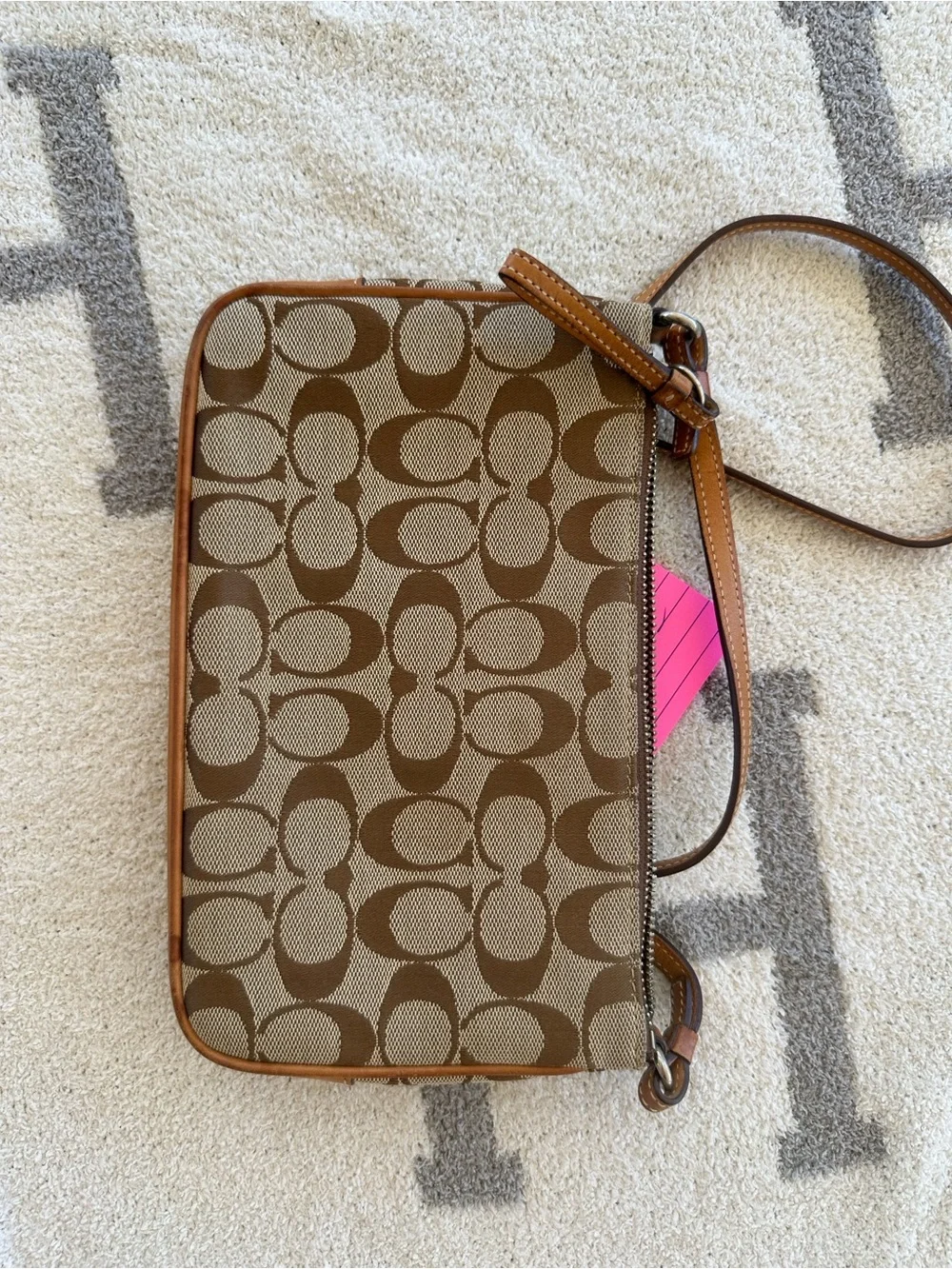 Coach Brown Signature Canvas Crossbody with Tan Leather Trim 2005 Y2K